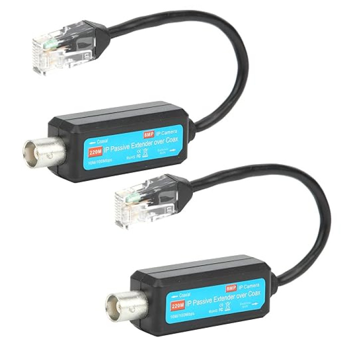 Passive IP Coax Extender 220M 8MP 2-Pack
